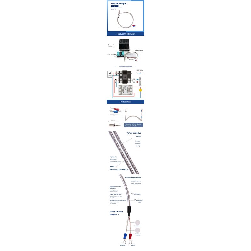 High Temperature Sensor Pt100 Thermocouple - 0-200 Degree for Industrial Furnace