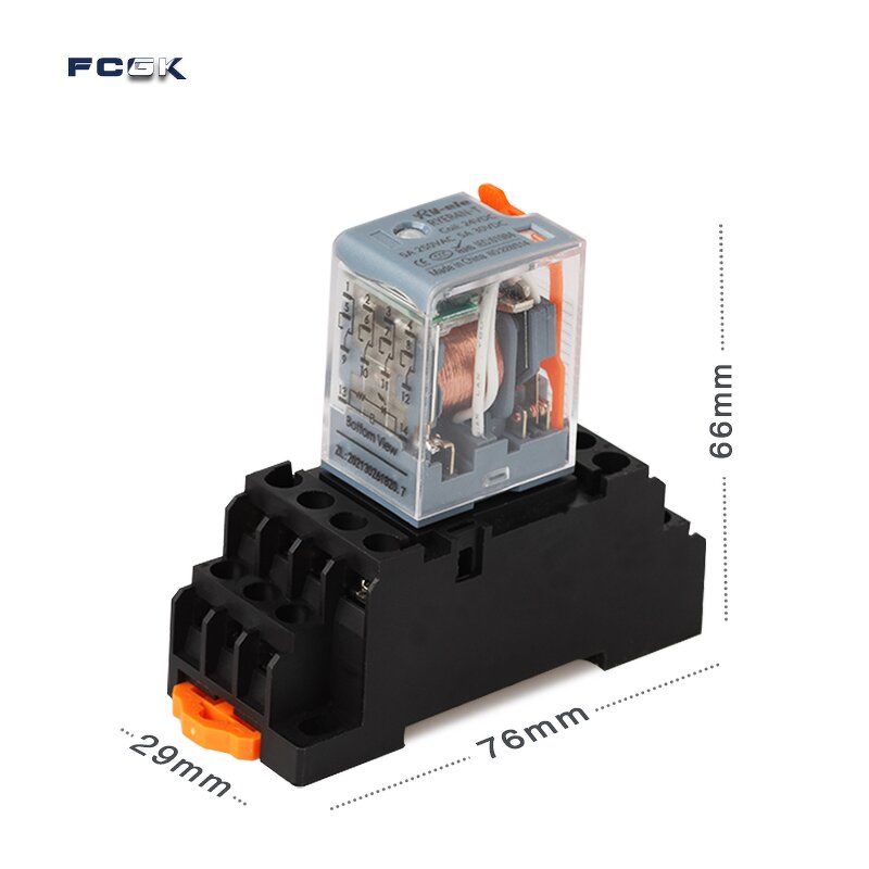 RYF14A2 24VDC14 Pin Miniature Relay Socket - 7A 250VAC Electromagnetic Power Relay