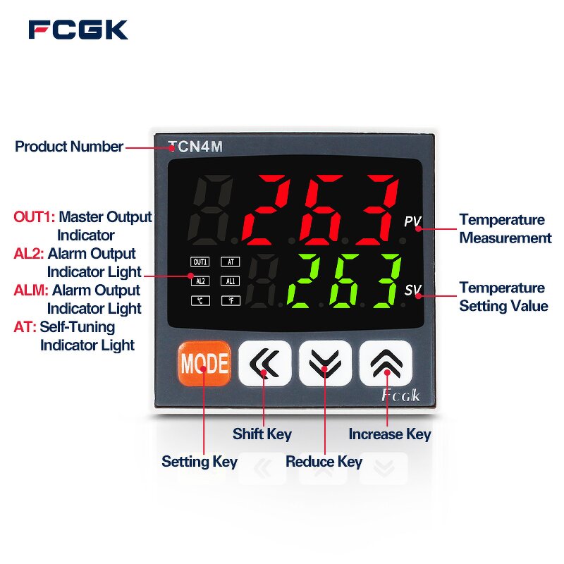 FCGK TCN4S TCN4M TCN4H TCN4L PID Temp Controller - 48*48mm Auto Tuning 0.5% Accuracy SSR+Relay
