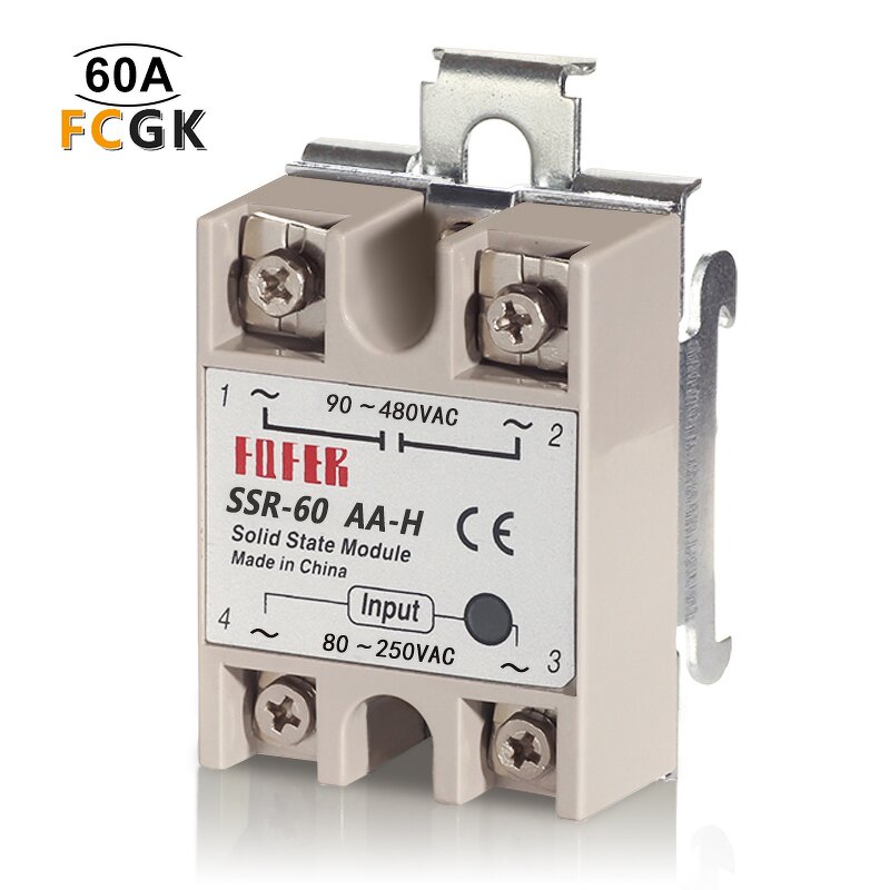 Fortek 60A Solid State Relay - Single Phase High Power Miniature AC/AC Sealed