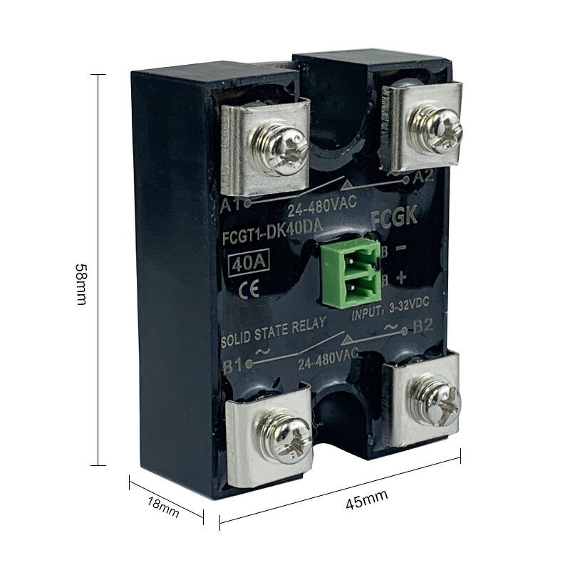 High-Power 40A Miniature 2-Pole DPDT Solid State Relay - DC-AC Dual Circuits 480V