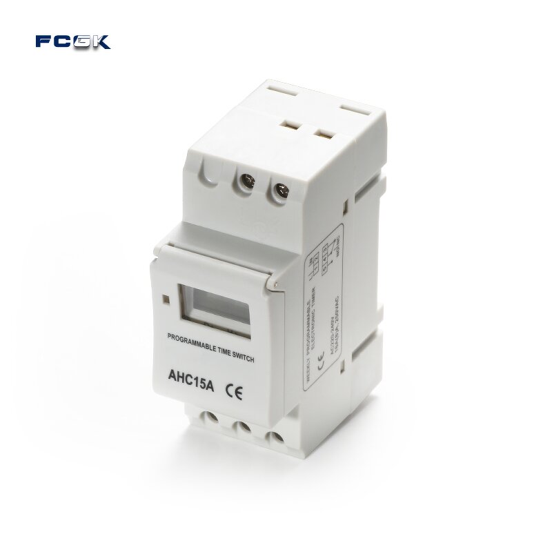 FCGK AHC-15A Digital Timing Programmable Time Switch - LCD Display DIN Rail Sealed