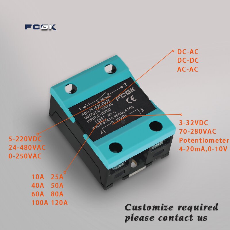 Miniature 60A Solid State Relay - 24-480VAC High Power Dust Cover Sealed