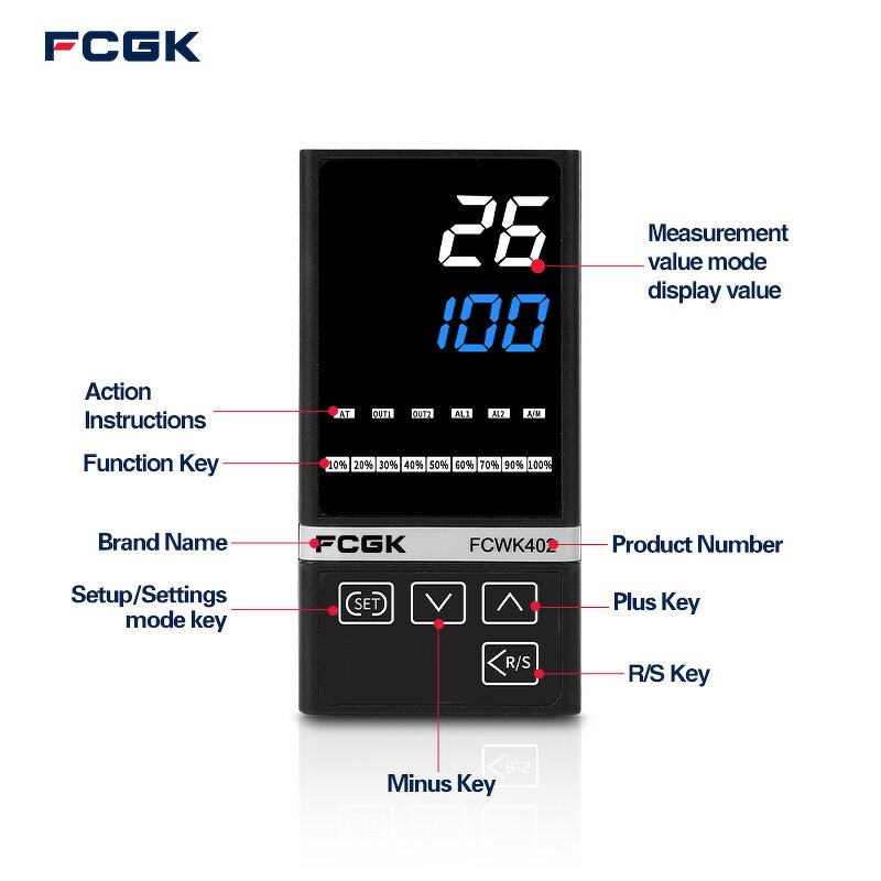 FCWK402 PID Temp Controller - 48*96mm Auto Tuning SSR+Relay Output 1C/0.1C 180-240V