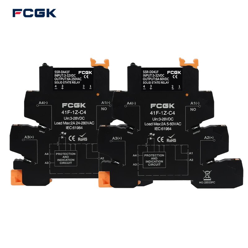 FCGK 280VAC Slim SSR Solid State Relay - DC to AC 41F-1Z-DA C2 5-24V 2A/6A