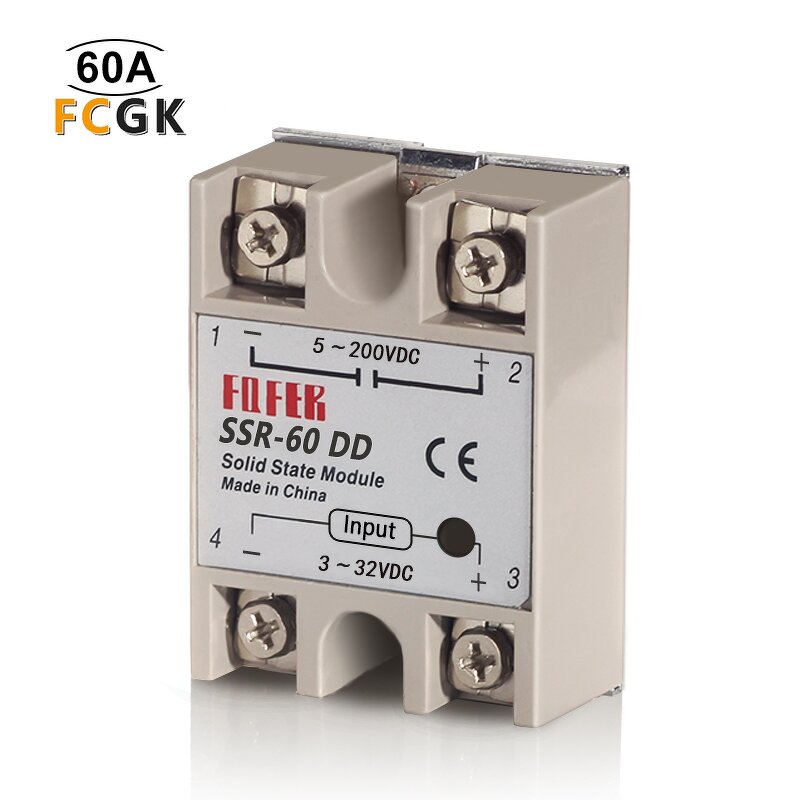Fotek SSR-60DD Solid State Relay - Single Phase DC to DC 60A Miniature Sealed
