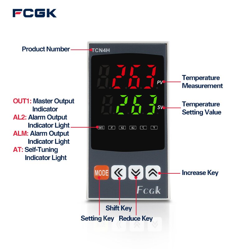 FCGK TCN4H 48x96 PID Intelligent Temperature Controller - DIN PID Oven Sauna Heating