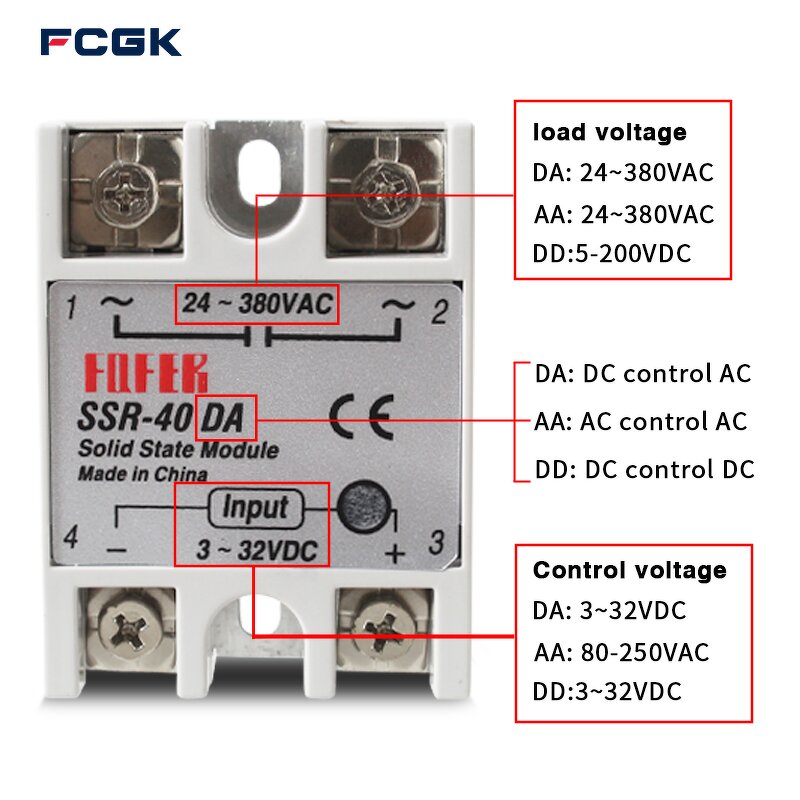 SSR-40DA Single-Phase Solid State Relay - High Power Contact Load for High Protective Switch