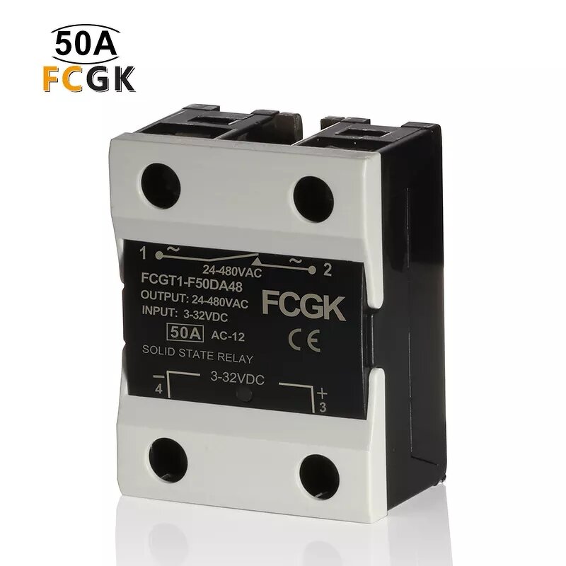 SSR-50DA Solid State Relay - DC to AC 50A 380VAC DIN Heatsink Miniature Sealed