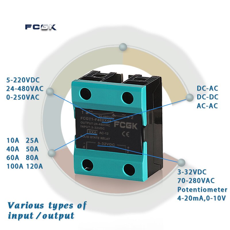 SSR-50DA Solid State Relay - DC to AC 50A 380VAC DIN Heatsink Miniature Sealed