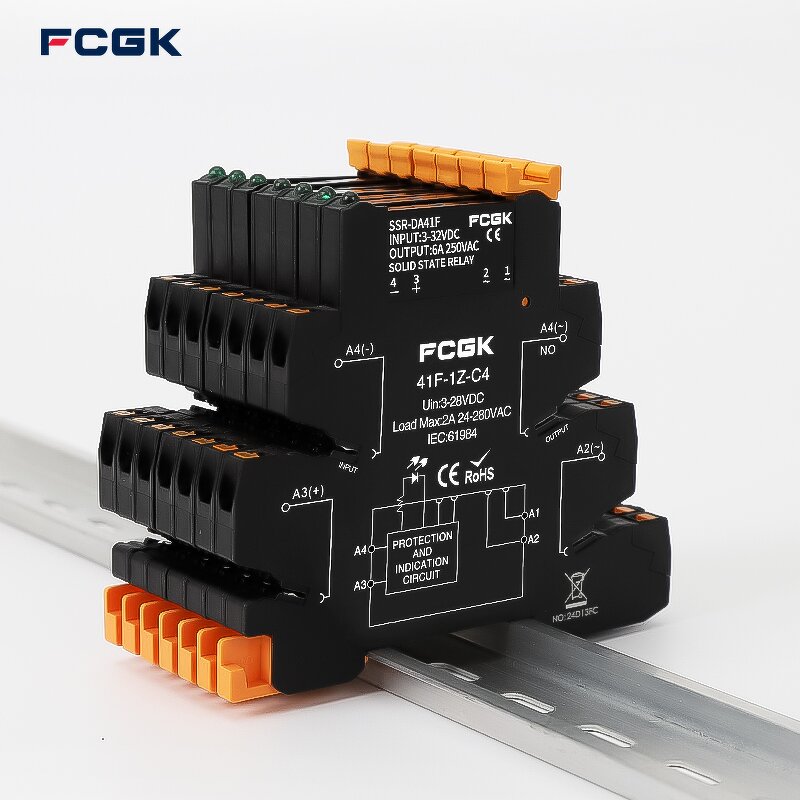 FCGK 280VAC Slim SSR Solid State Relay - DC to AC 41F-1Z-DA C2 5-24V 2A/6A