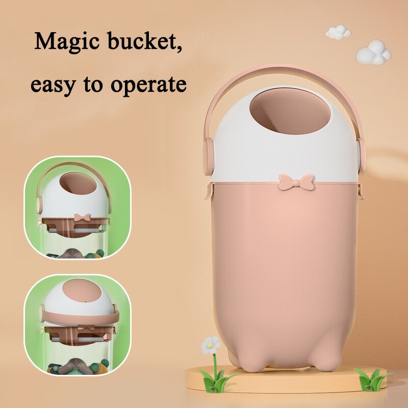 Trash Can - Open Top Rolling Cover with Anti-Odor Dispenser for Home & Baby
