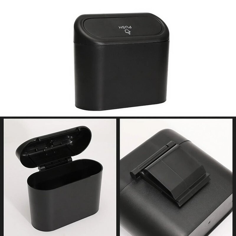 Mini Trash Can - 1L ABS with Lid Car Interior Storage Box & Trash Bag