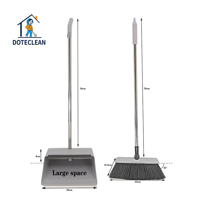 Broom and Dustpan Set - Durable PET Material Folding with Comfortable Handle