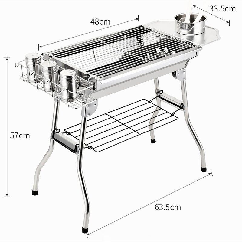 BBQ Grill - Outdoor Portable Folding Thicken Charcoal with Stainless Steel Mesh