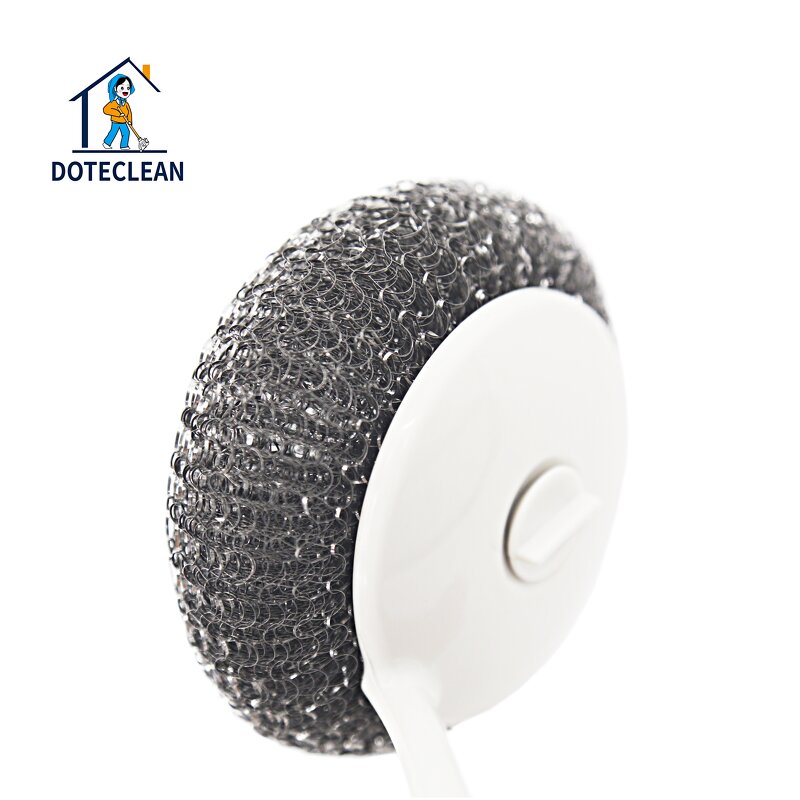 Pot Brush - Stainless Steel Wire Scourer Long Handle Eco-Friendly PP Material
