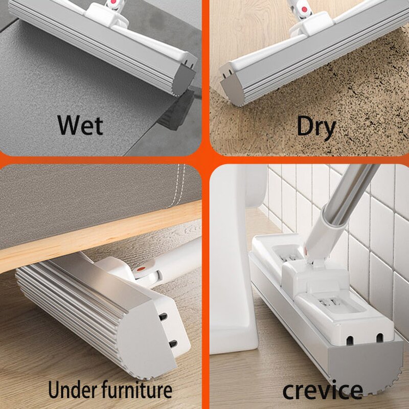 Magic Wash Mop Bucket - Swivel Handle Stainless Steel Pole Removable Water Squeeze