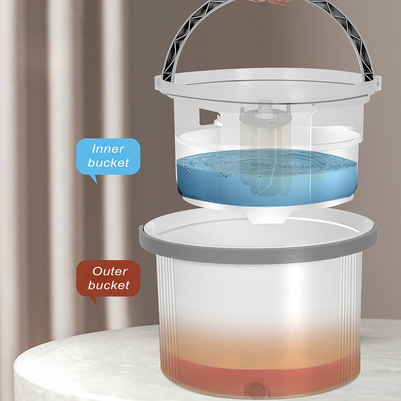 Flat Mop Bucket - 360 Rotate Spin Magic Wet & Dry Floor Cleaning Water Separated