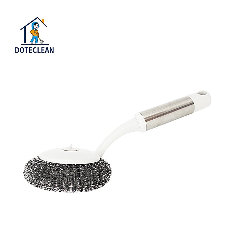 Pot Brush - Stainless Steel Wire Scourer Long Handle Eco-Friendly PP Material