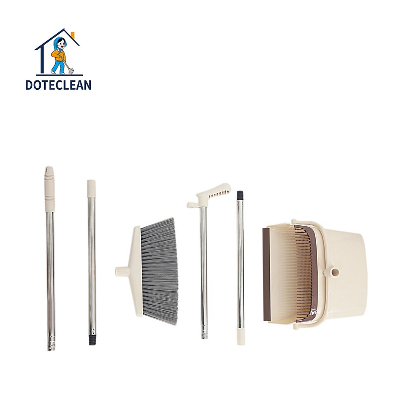 Dustpan and Broom - Vertical Standing Windproof Folding Sweeper 2 Poles