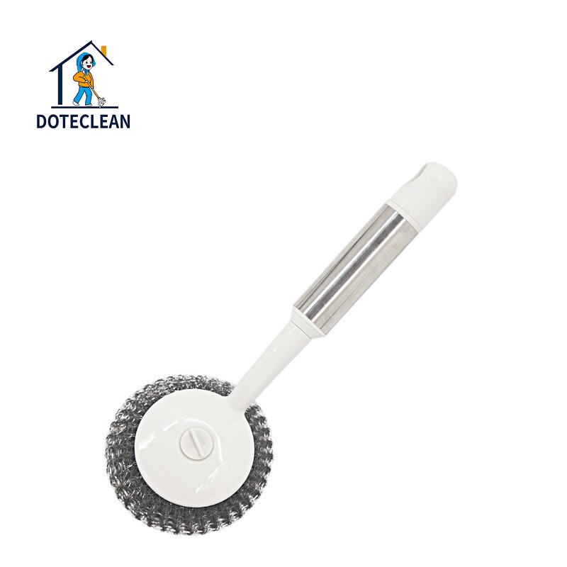 Pot Brush - Stainless Steel Wire Scourer Long Handle Eco-Friendly PP Material