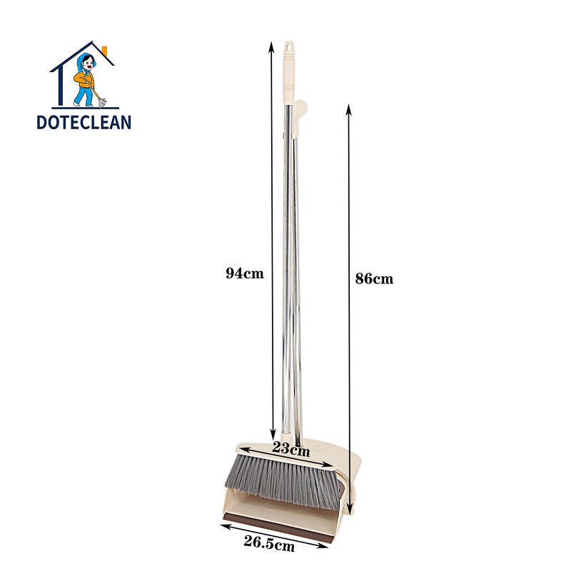 Dustpan and Broom Set - Folding Windproof Household Cleaning PP 1 Pole Eco-friendly