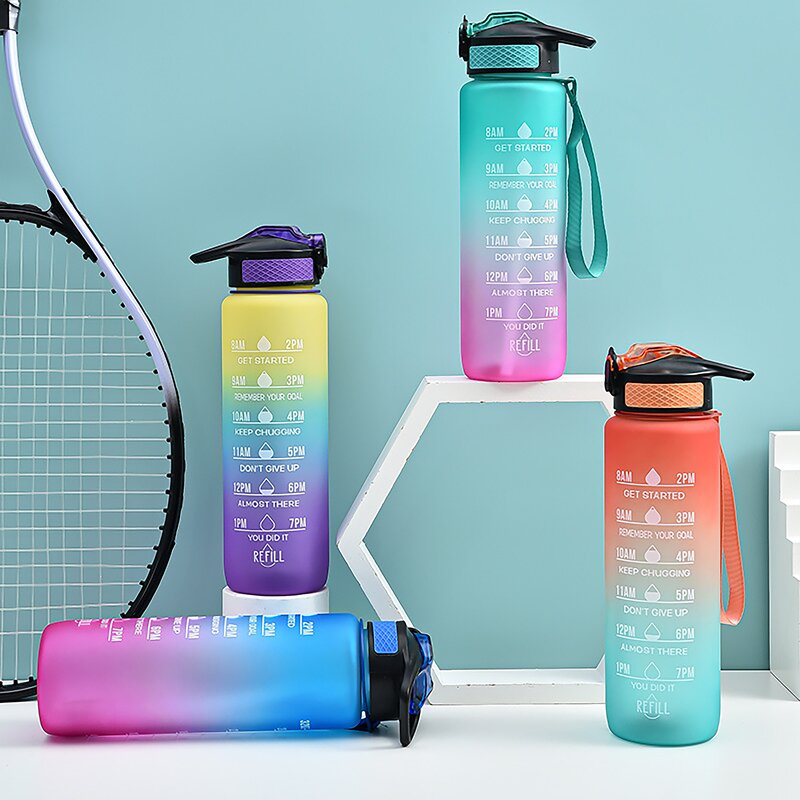 Sports Water Bottle - 1000ml Large Capacity Modern Design Color Gradient
