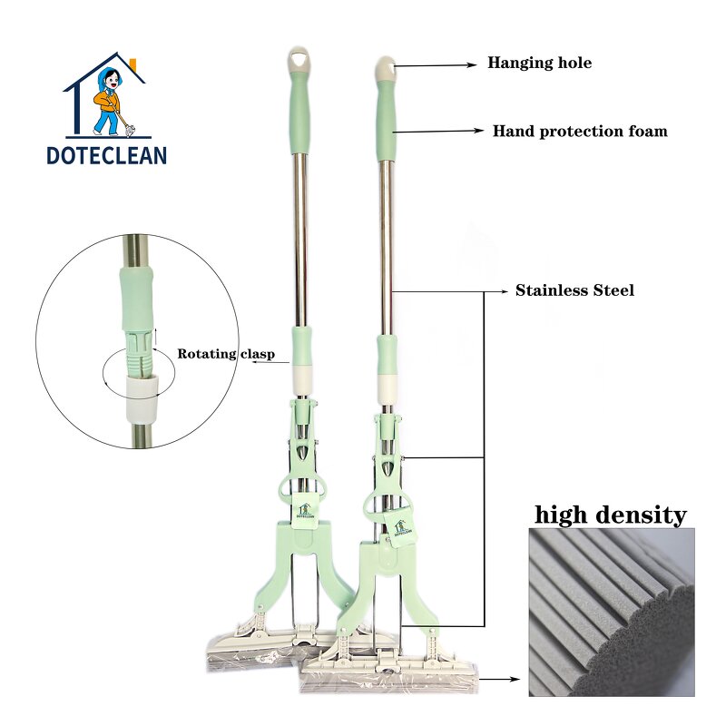 PVA Sponge Mop - 360 Healthy Easy Clean Folding Squeeze Wiper Swivel Handle