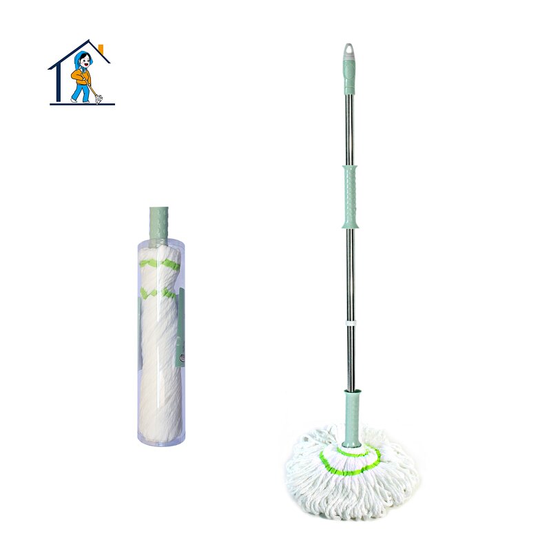 Spin Mop - 360 Degree Cleaning Long Handle Cotton Twist Hands-Free Floor Cleaner