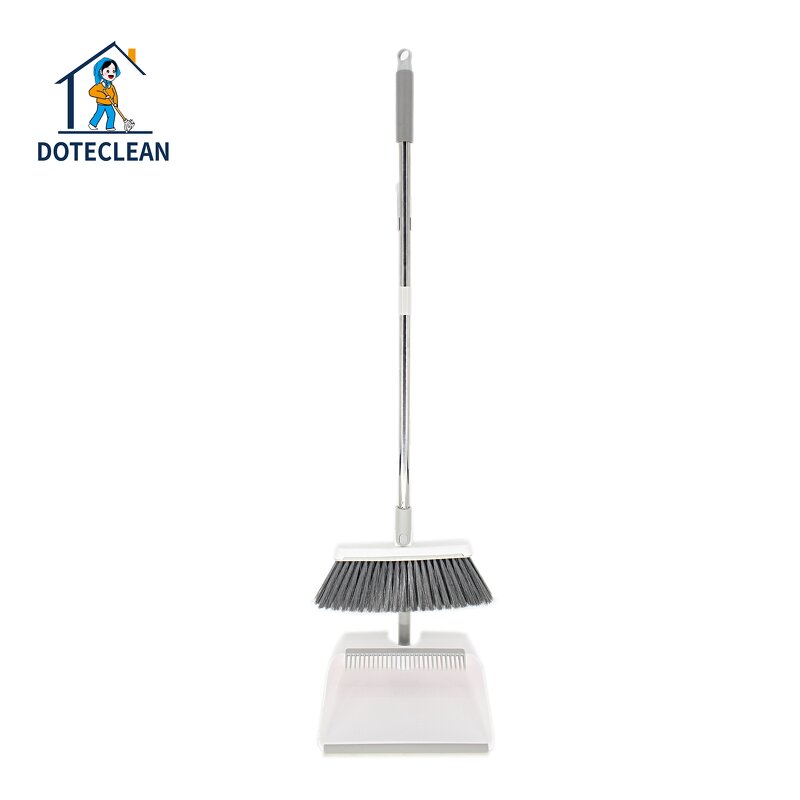 Dustpan and Broom Set - Vertical Standing Design PET Material Folding 2-Pole