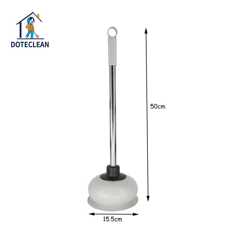 Toilet Plunger - Long Handle Stainless Steel Rod Rubber Head for Bathroom Kitchen