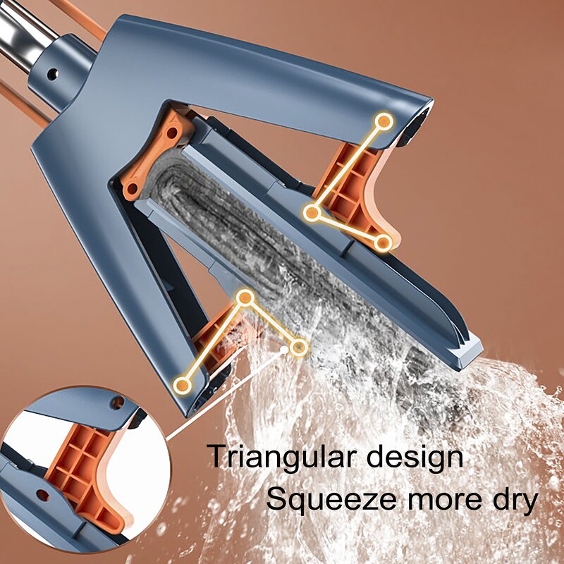 Floor PVA Mop - Self-Cleaning 360 Foldable Squeeze Removable Hand-Free Telescopic