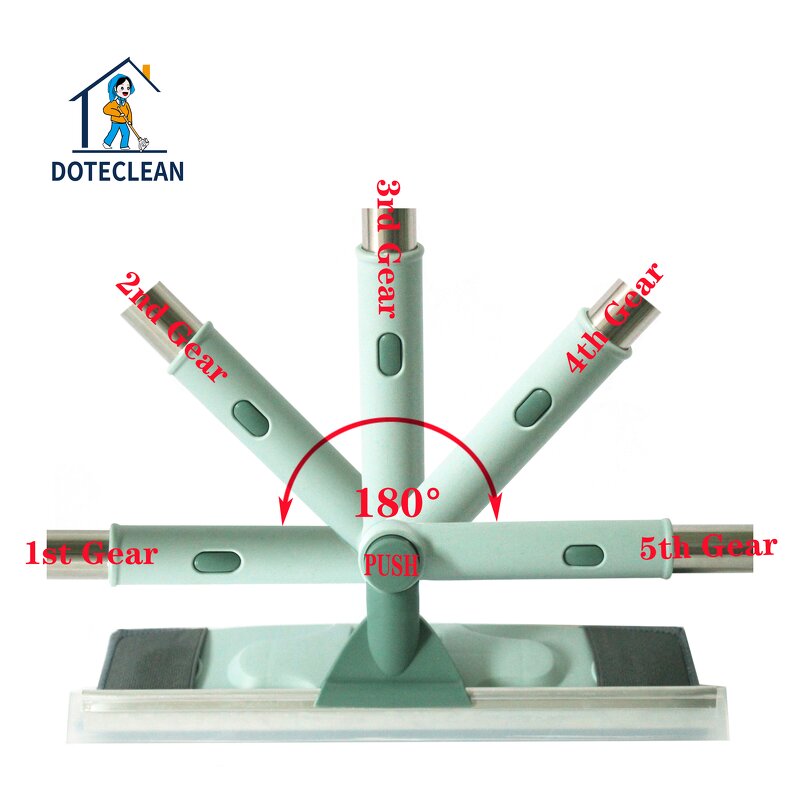 Window Squeegee - Telescopic Rubber Wiper Stainless Steel Handle