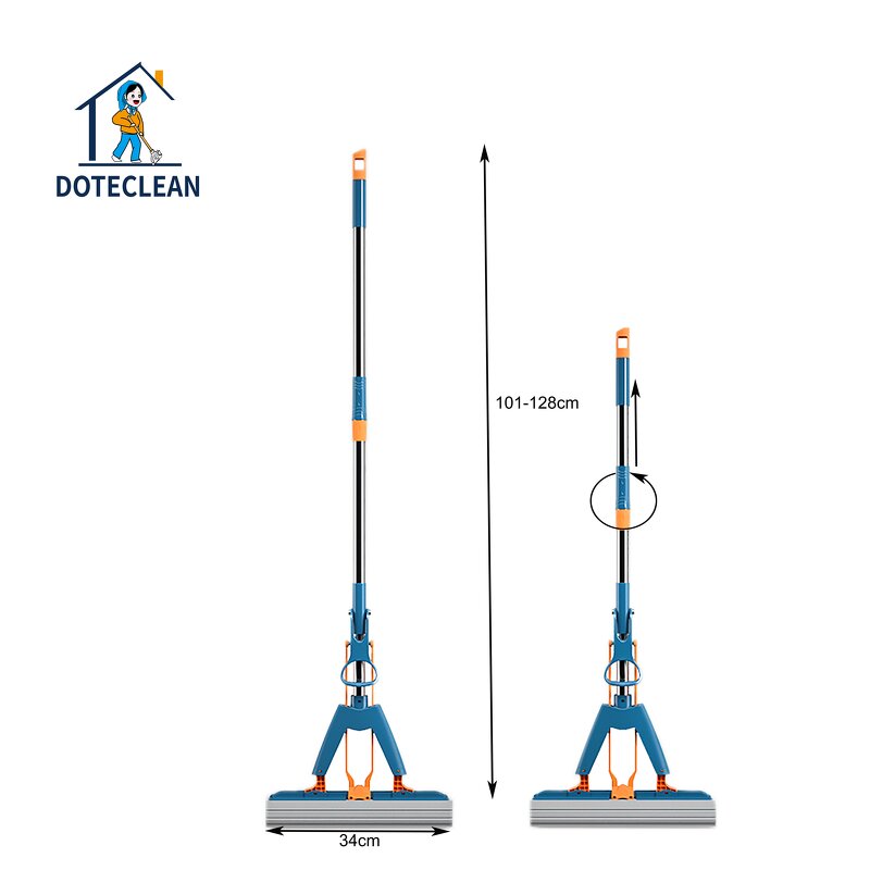 Floor PVA Mop - Self-Cleaning 360 Foldable Squeeze Removable Hand-Free Telescopic