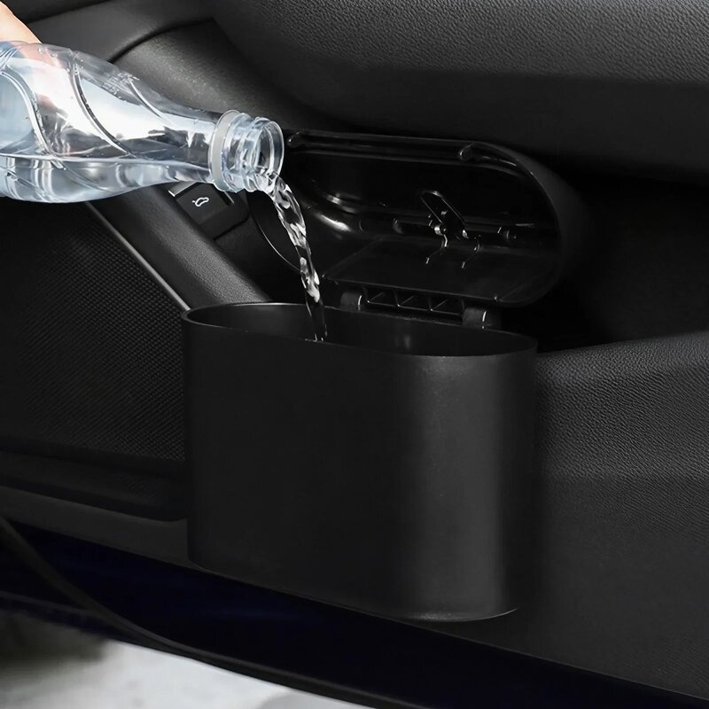 Mini Trash Can - 1L ABS with Lid Car Interior Storage Box & Trash Bag