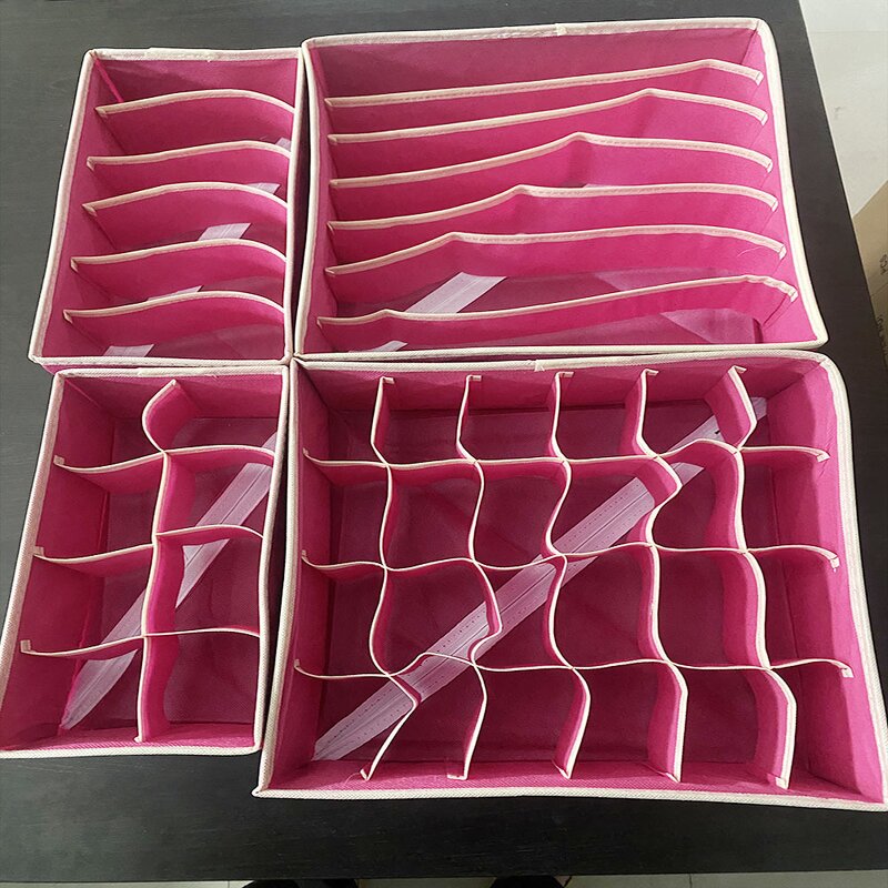 Storage Boxes - Set of 4 Non-Woven Fabric Foldable for Bra and Socks