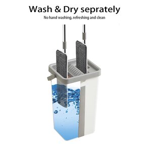 Flat Mop Bucket - Microfiber Scratch Squeeze Wet & Dry Self-Wash Magic Mop
