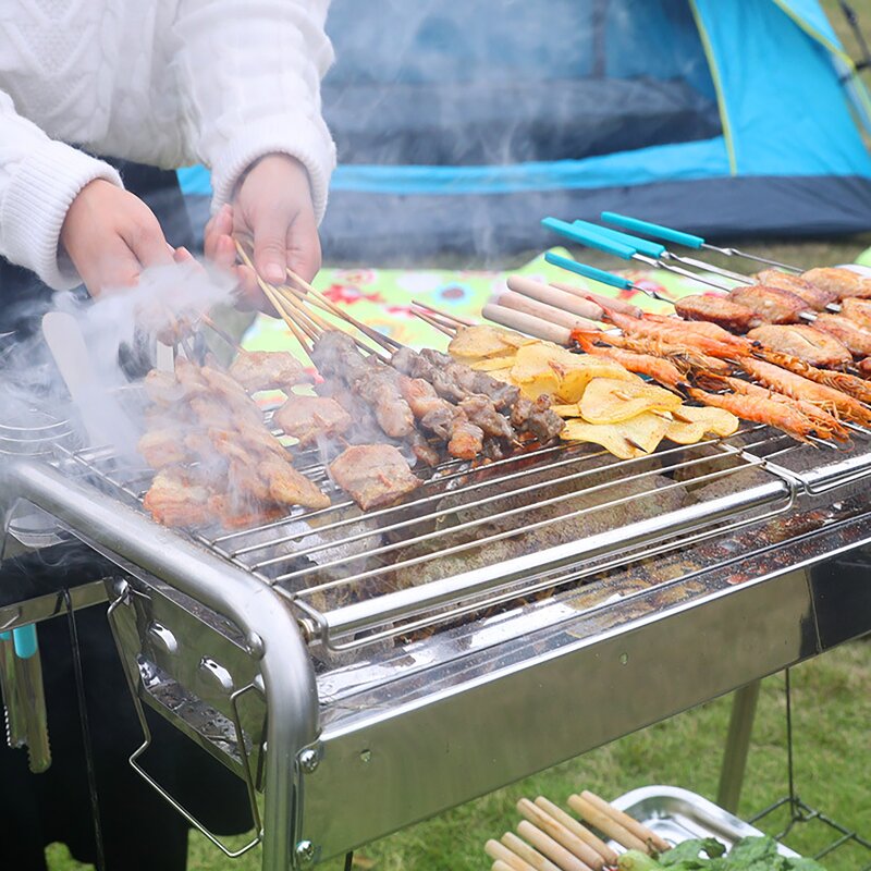 BBQ Grills - Portable Stainless Steel Folding for Outdoor Garden Camping Party