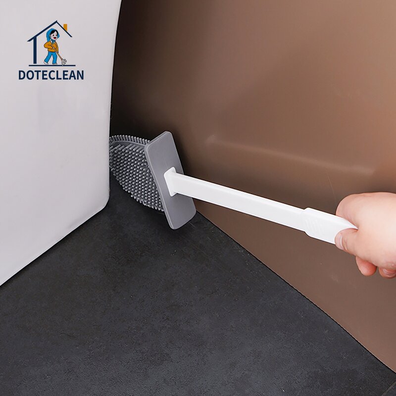 Toilet Brush - Wall-Mounted Quick Drying Holder Water Leak Proof Base TPR Head