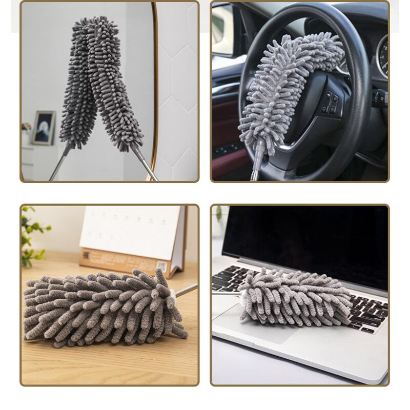 Furniture Cleaning Duster Set - Microfiber Telescopic Handle Replaceable Head