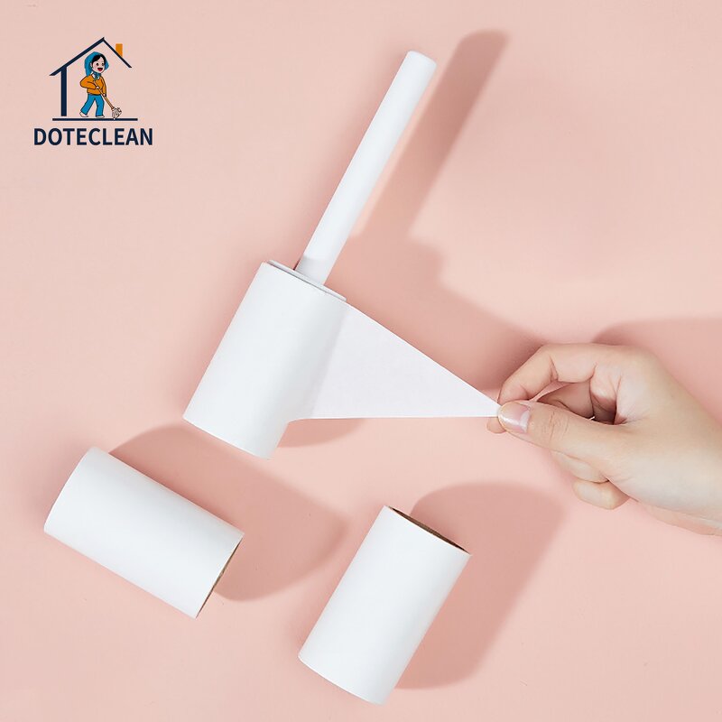 Lint Roller - Home Cleaning Tool Handle Dust Removal Plastic Sticker 60 Pcs
