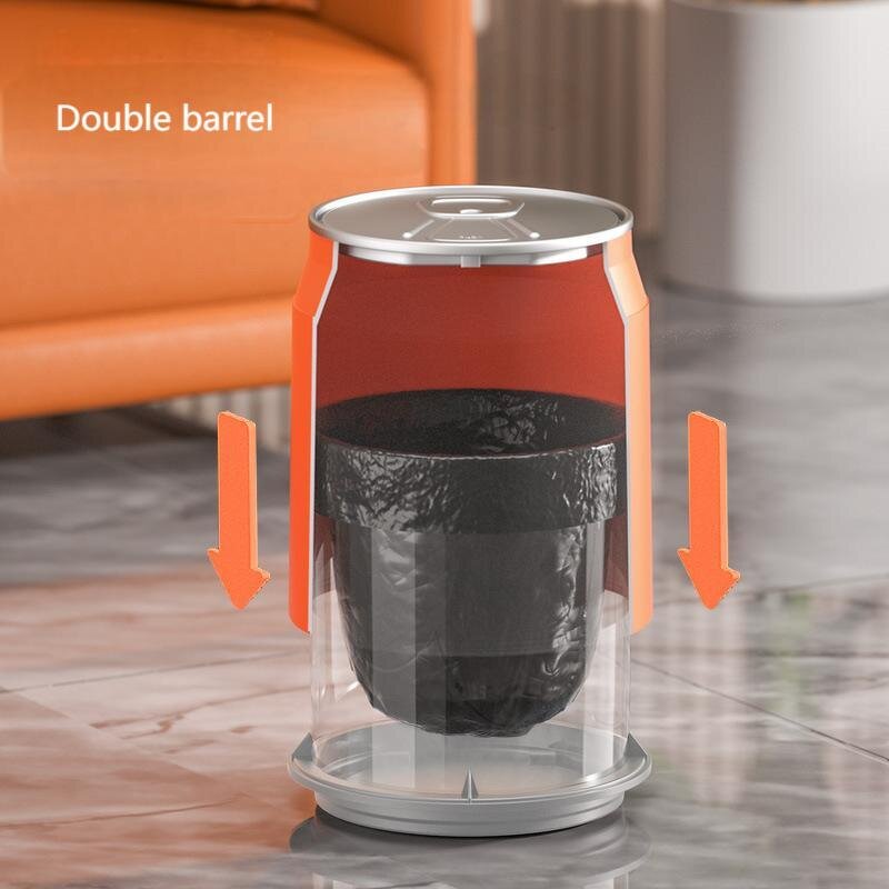 PP Storage Bucket - Double-Layer Large Cola Trash Can with Cover & Wheels