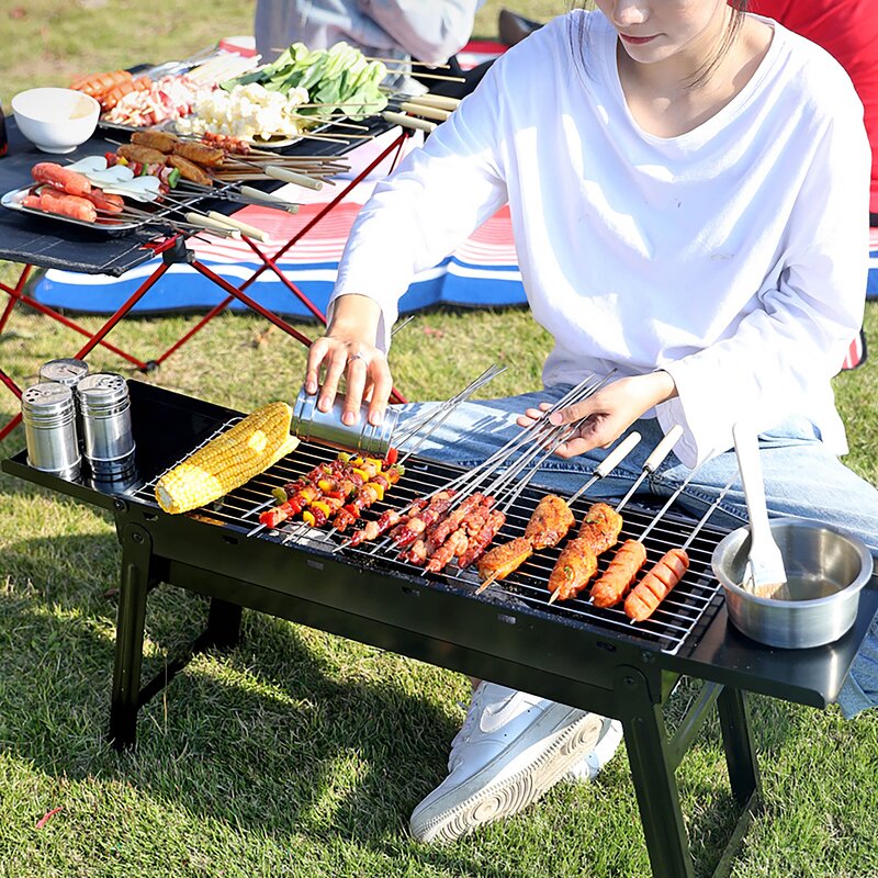 BBQ Grill - Iron Oven Folding Portable Outdoor Garden Camping Party Stainless Steel