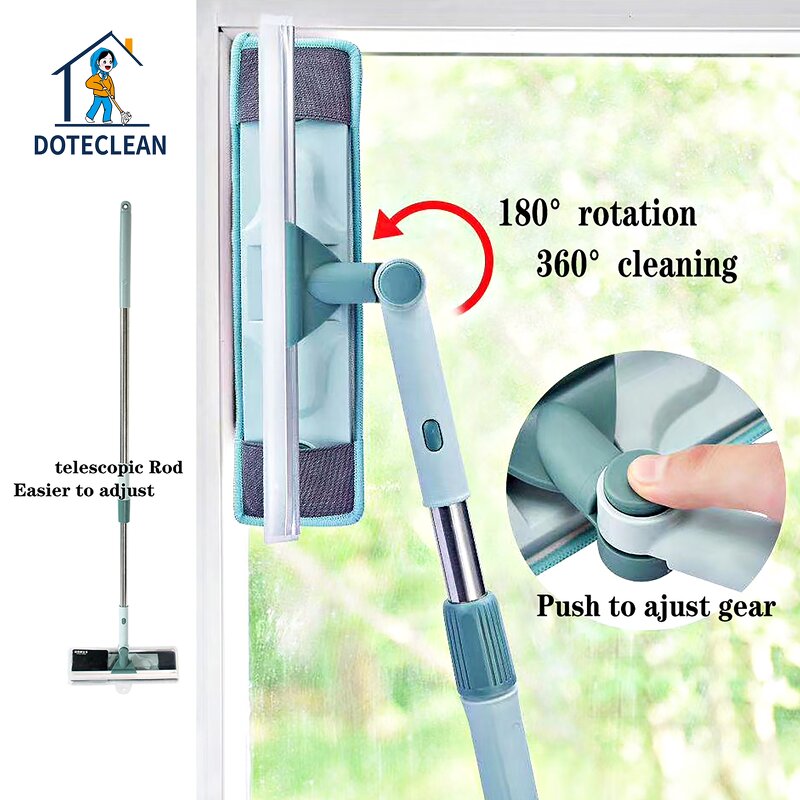 Window Squeegee - Telescopic Rubber Wiper Stainless Steel Handle