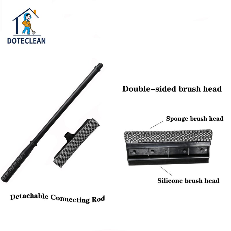 Window Cleaner - 2 in 1 Detachable PP Car Glass Washing Squeegee Sponge Brush