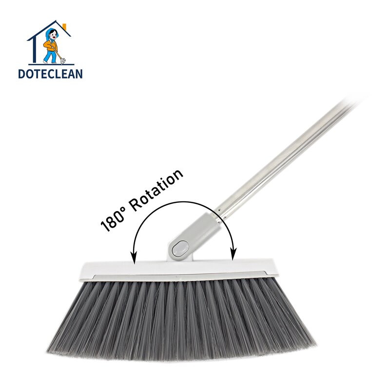 Dustpan and Broom Set - Vertical Standing Design PET Material Folding 2-Pole