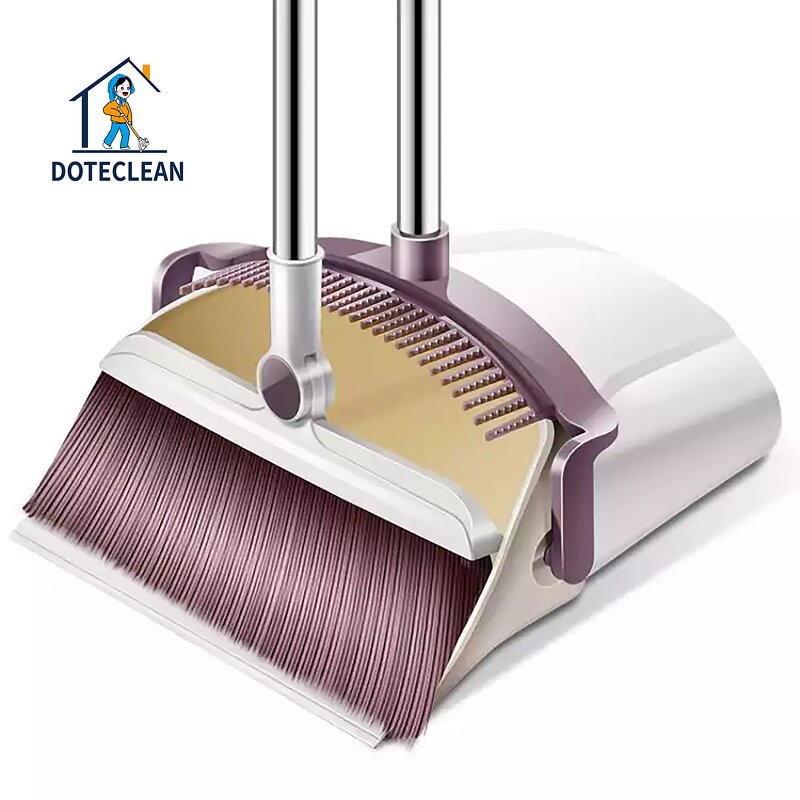 Dustpan and Broom Set - Folding Windproof Household Cleaning PP 1 Pole Eco-friendly