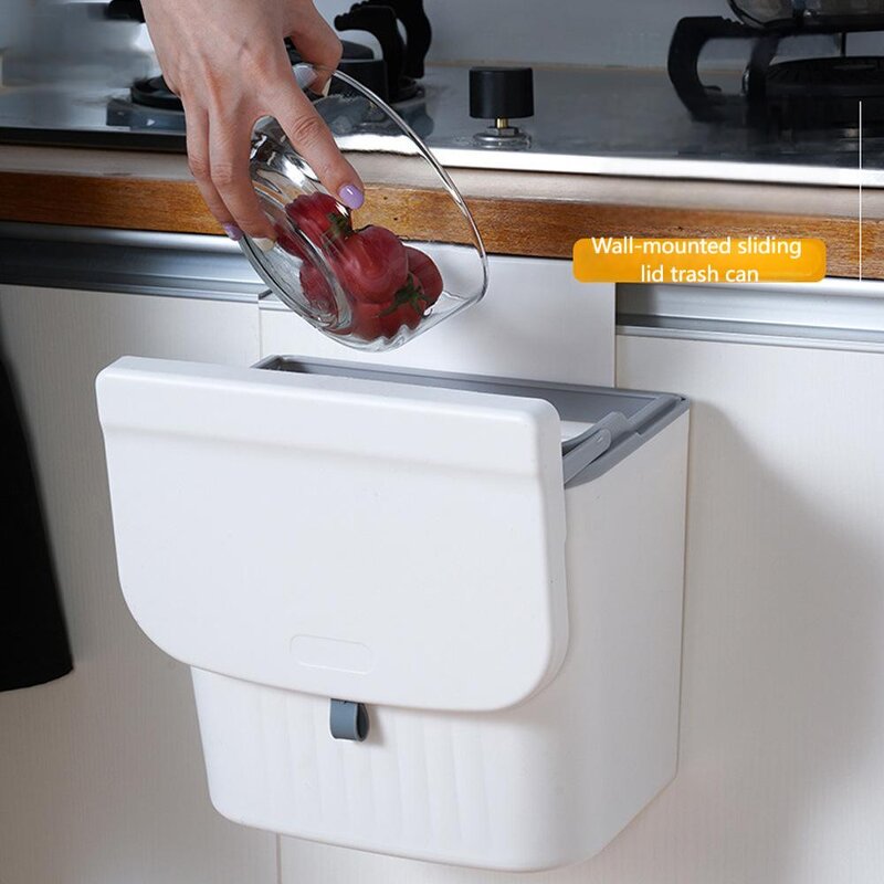 Wall Mounted Trash Can - PP Storage Bucket for Sink Cabinet Door Kitchen Bathroom