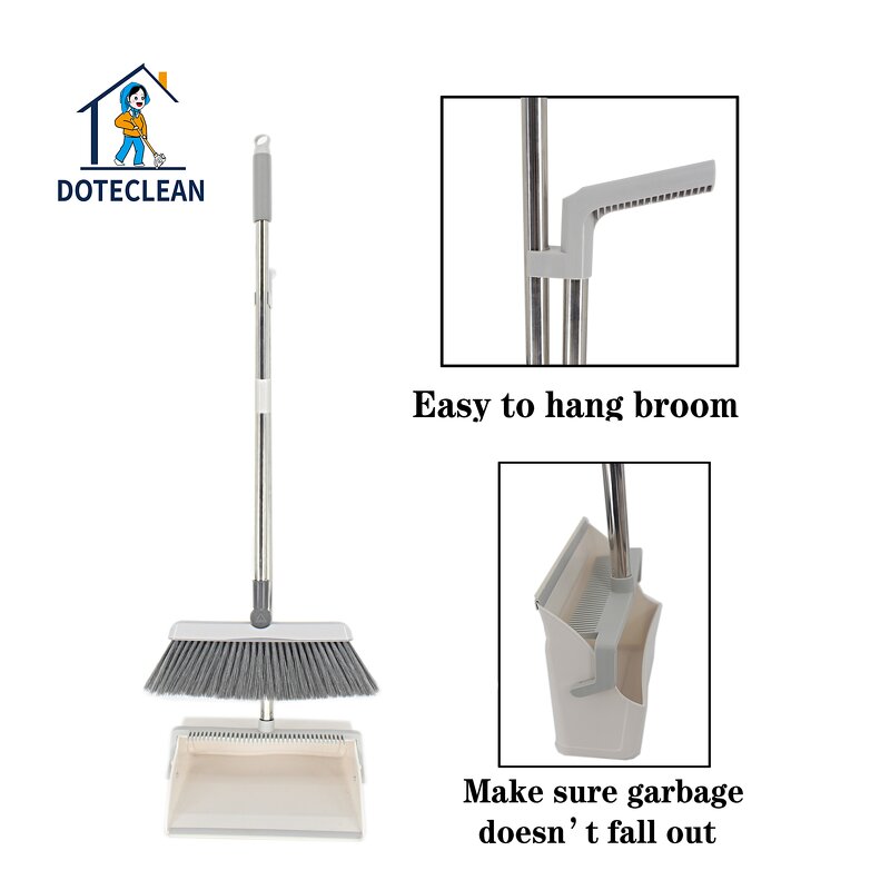 Broom & Dustpan Set - Windproof PET Material with Teeth Design and Folding
