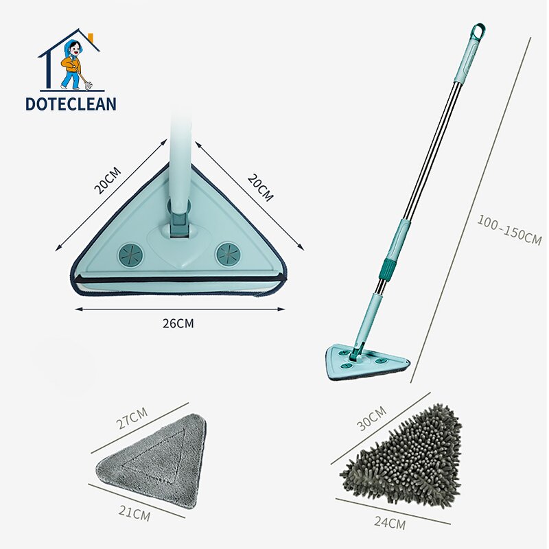 Window Cleaner - Triangle Telescopic Stainless Steel Floor House Ceiling Mop